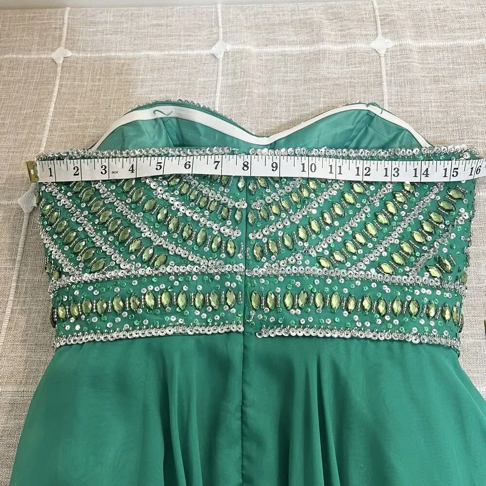 Sherri Hill Formal Dress #8546 Mardi Gras Strapless Emerald Green NWT Women’s 8 - Picture 6 of 14